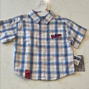 U.S. Polo Assn. Kids White and Blue Plaid Shirt